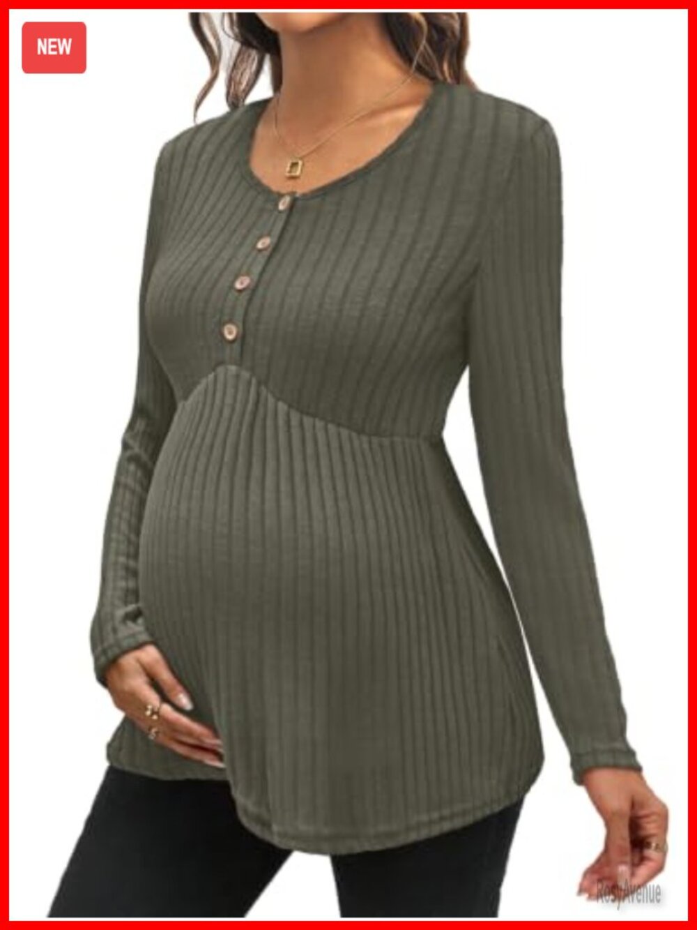 Maternity Long Sleeve Henley Top Nursing Babydoll Peplum Blouse